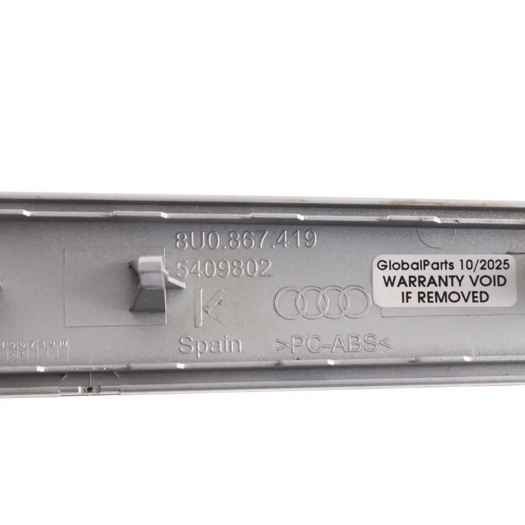 Door Card Trim Cover Strip Brushed Aluminium Left N/S to Audi Q3 8U Rear with Part number 8U0867419 Audi Q3 8U Rear Door Card Trim Cover Strip Brushed Aluminium Left N/S - SKU 8U0867419 - Part number 8U0867419