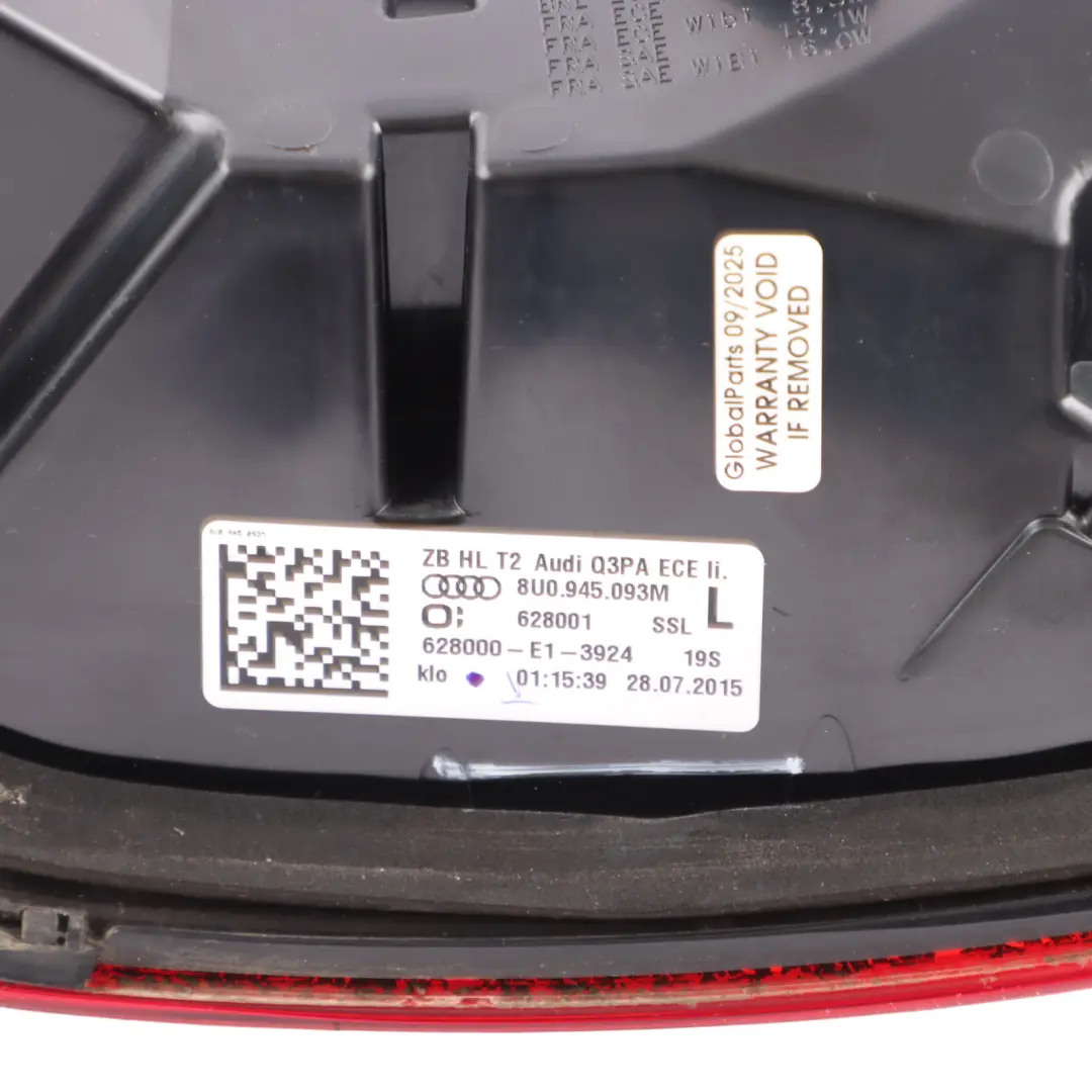 Audi Q3 8U Tail Light LED Lamp Rear Left N/S Outer Lamp Taillight - SKU 8U0945093M - Part number 8U0945093M