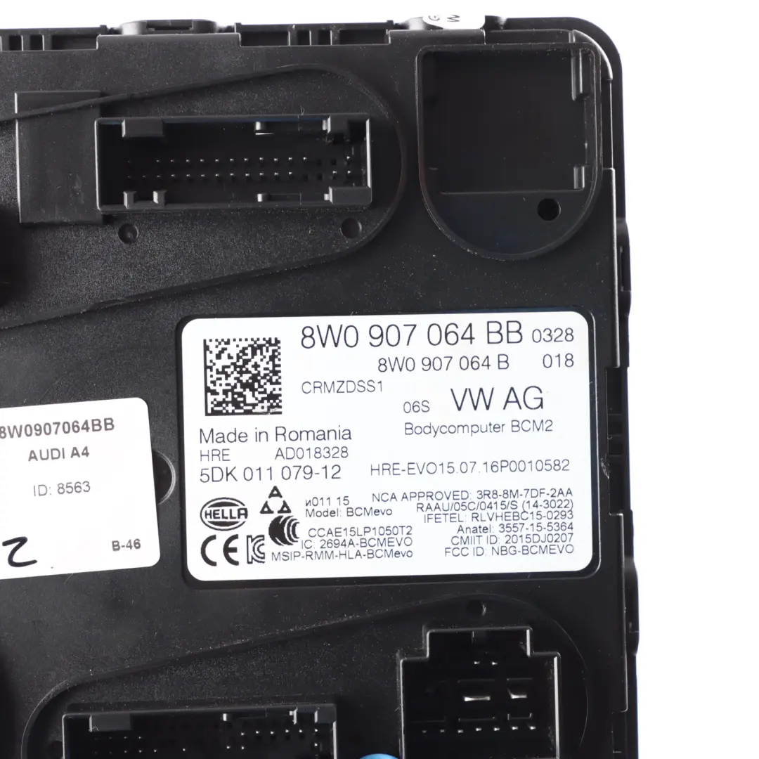 Body Comfort Module Onboard Control Unit ECU to Audi A4 B9 BCM with Part number 8W0907064BB Audi A4 B9 BCM Body Comfort Module Onboard Control Unit ECU - SKU 8W0907064BB - Part number 8W0907064BB