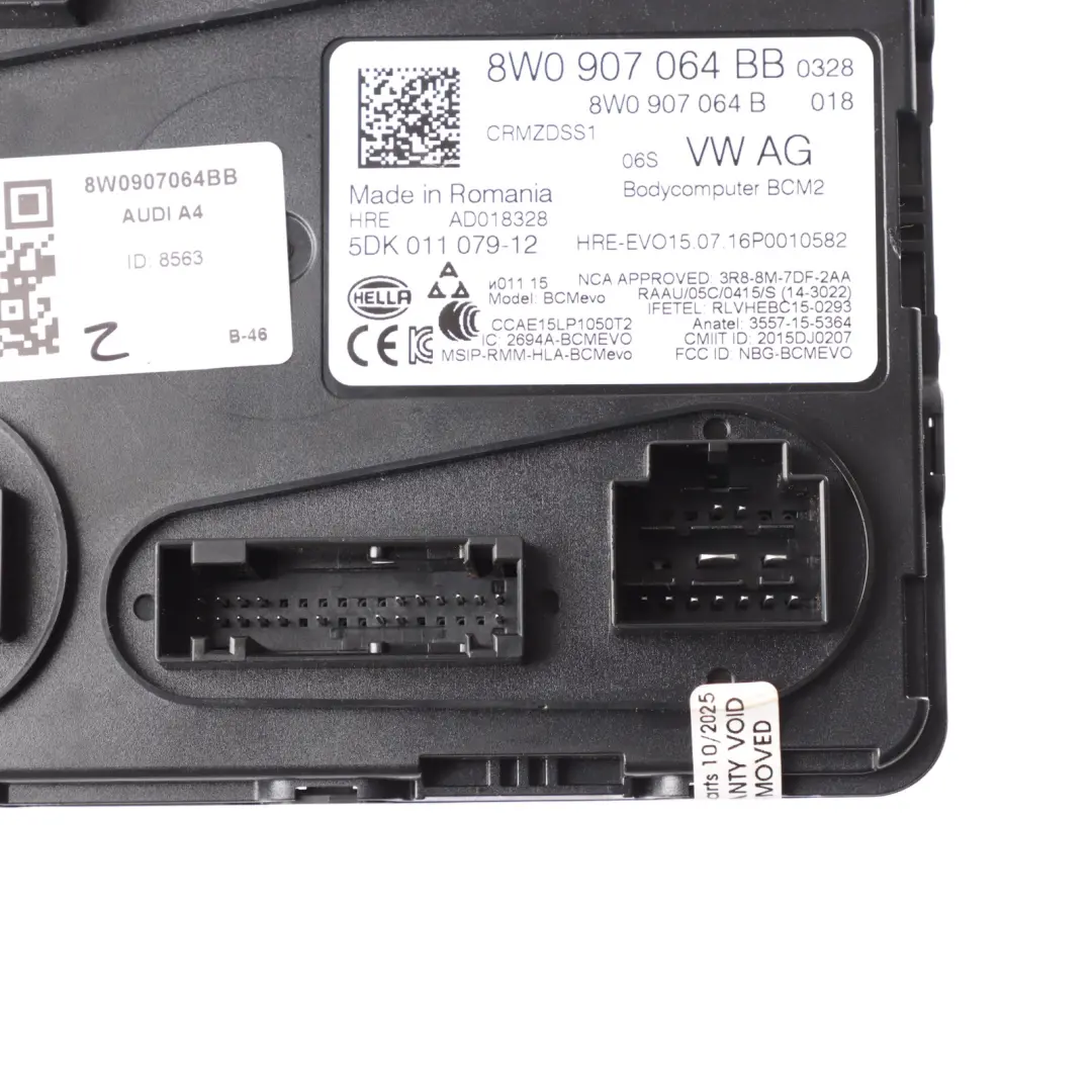Audi A4 B9 BCM Body Comfort Module Onboard Control Unit ECU - SKU 8W0907064BB - Part number 8W0907064BB