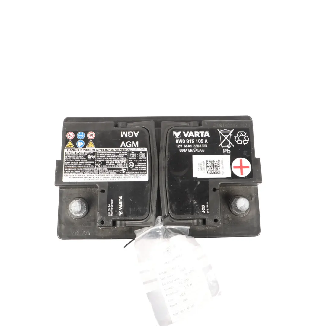 Varta Car Battery Accumulator AGM 12V 68Ah 680A 12V to Volkswagen Audi with Part number 8W0915105A Volkswagen Audi Varta Car Battery Accumulator AGM 12V 68Ah 680A 12V - SKU 8W0915105A - Part number 8W0915105A