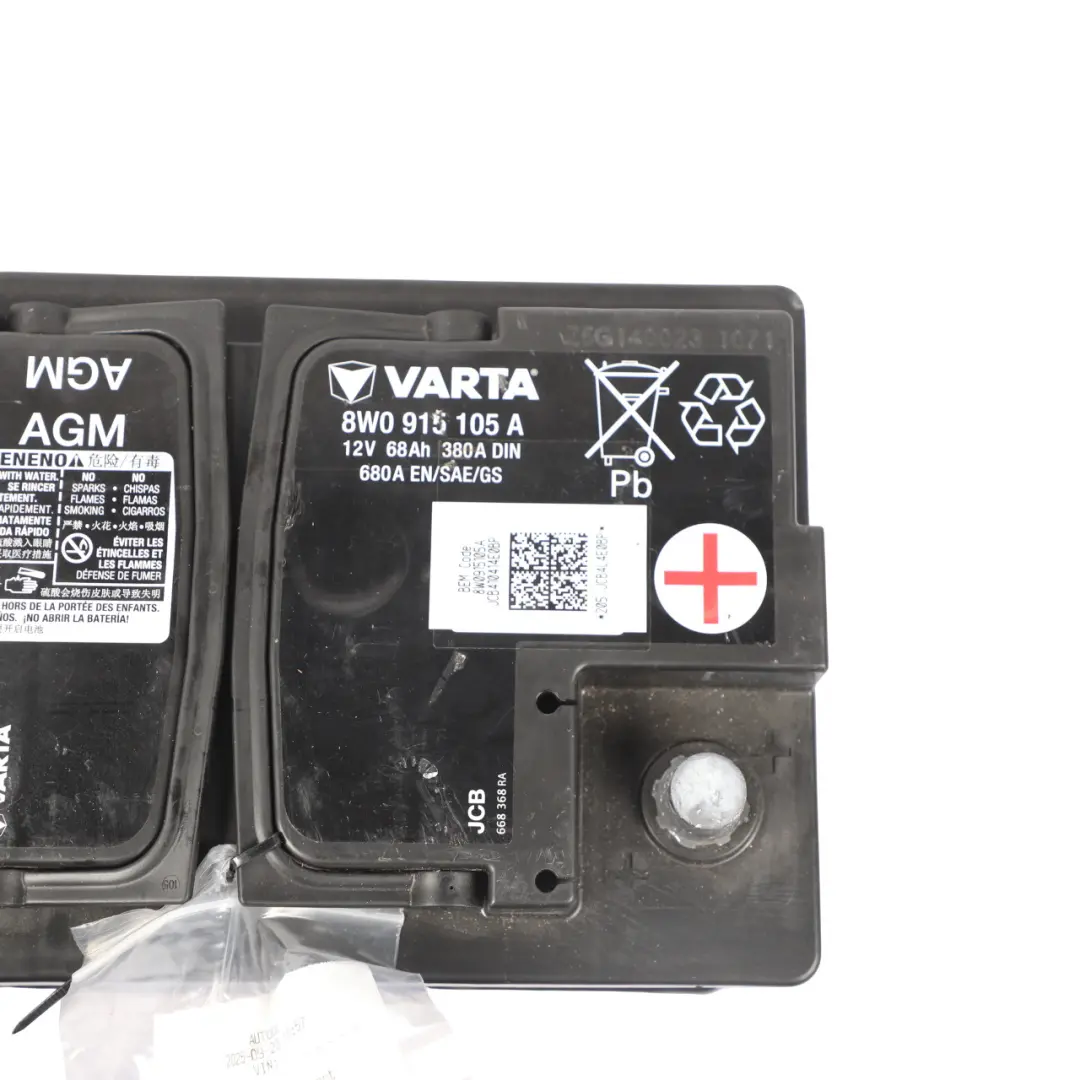 Volkswagen Audi Varta Car Battery Accumulator AGM 12V 68Ah 680A 12V - SKU 8W0915105A - Part number 8W0915105A