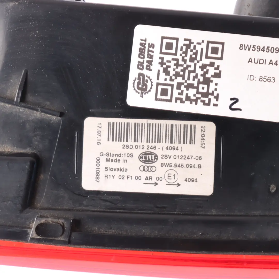 Audi A4 B9 Rear Tail Lamp Light Trunk Lid Tailgate Inner Right O/S - SKU RHD-8W5945094B - Part number 8W5945094B