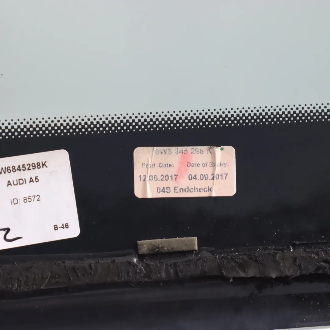 Side Window Glass Tinted AS3 Right O/S to Audi A5 F5 Coupe Rear with Part number 8W6845298K Audi A5 F5 Coupe Rear Side Window Glass Tinted AS3 Right O/S - SKU 8W6845298K - Part number 8W6845298K
