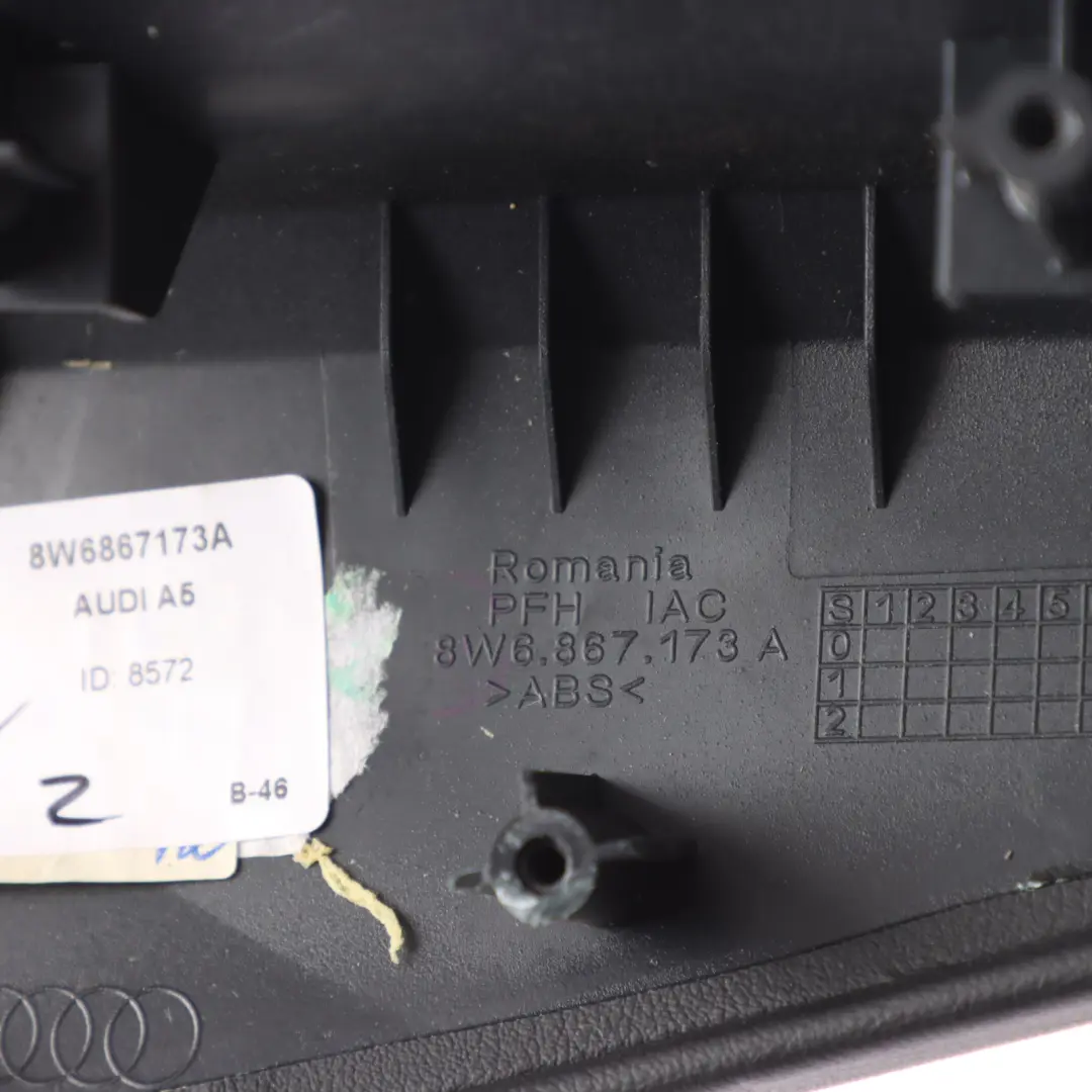 Audi A5 F5 Door Card Armrest Trim Panel Cover Front Left N/S Black - SKU 8W6867173A - Part number 8W6867173A