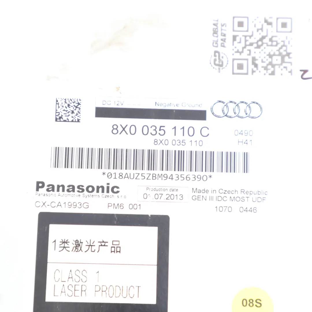 Audi A1 8X A4 B8 A5 8T Cambiador CD 6 Discos - SKU 8X0035110C - Número de pieza 8X0035110C