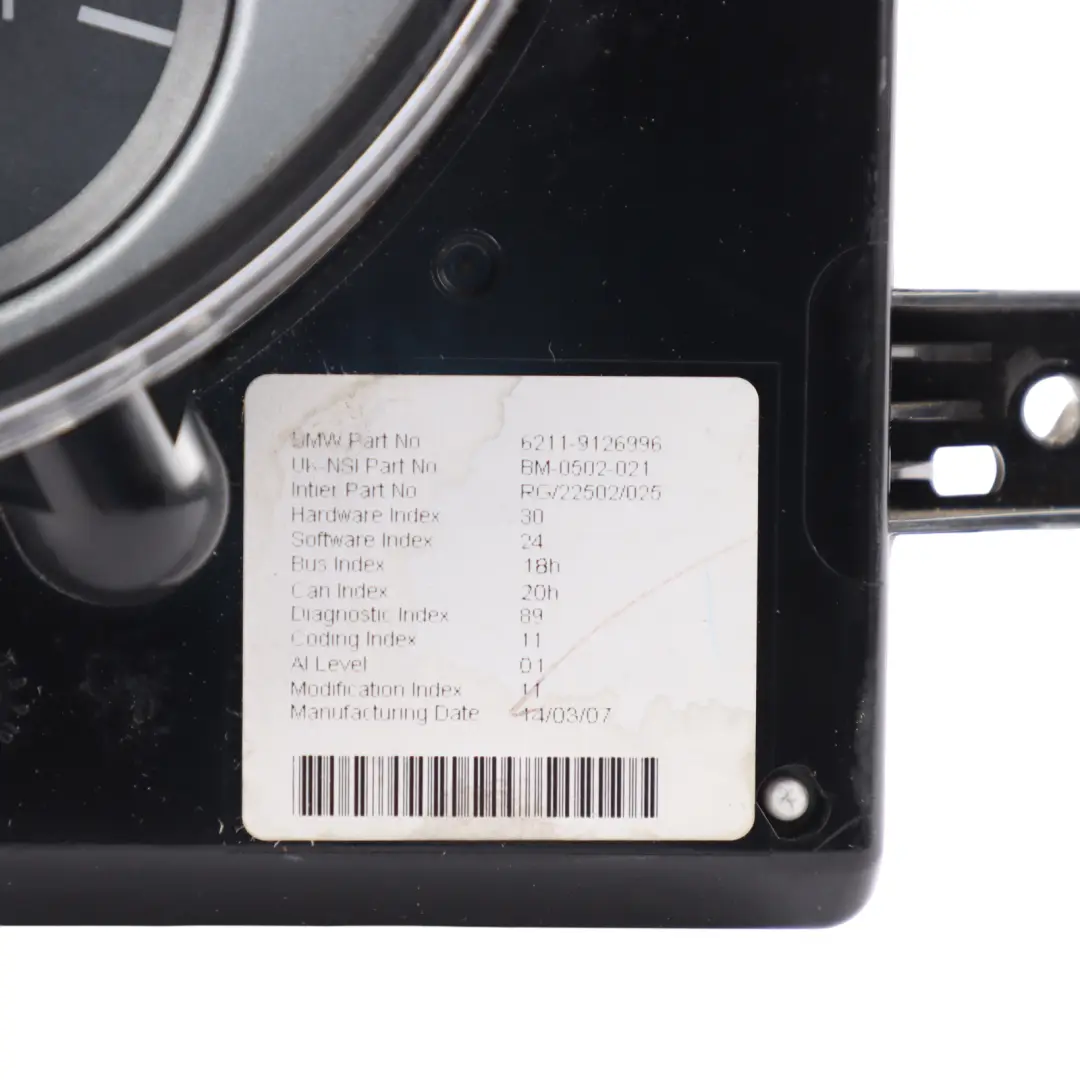 Instrument Cluster Chrono Package to Mini Cooper One R50 R52 R53 with Part number 9126996 Mini Cooper One R50 R52 R53 Instrument Cluster Chrono Package - SKU 9126996-1 - Part number 9126996