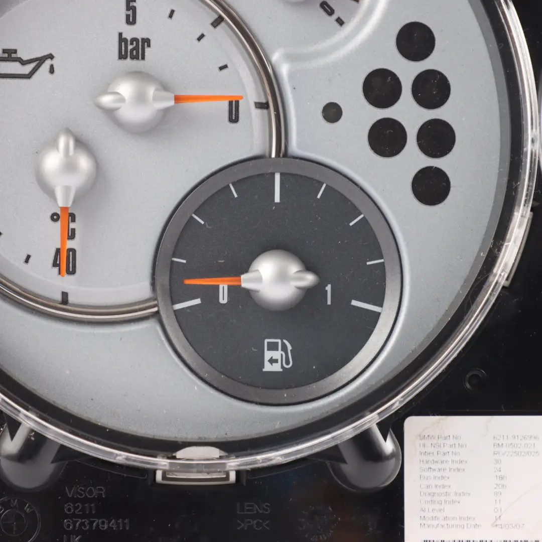 Instrument Cluster Chrono Package to Mini Cooper One R50 R52 R53 with Part number 9126996 Mini Cooper One R50 R52 R53 Instrument Cluster Chrono Package - SKU 9126996-1 - Part number 9126996