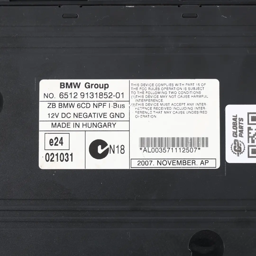 BMW E46 E53 Mini R50 R53 6-Disc CD Changer Multichanger Without Magazine - SKU 9131852-1 - Part number 9131852