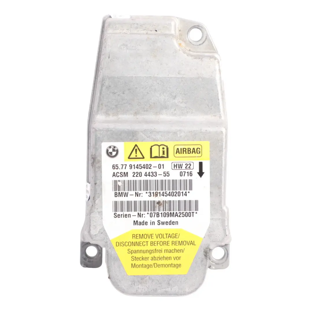 Module ECU Control Unit Centre Vehicle Sensor Controller to BMW E64 Air with Part number 9145402 BMW E64 Air Module ECU Control Unit Centre Vehicle Sensor Controller - SKU 9145402 - Part number 9145402