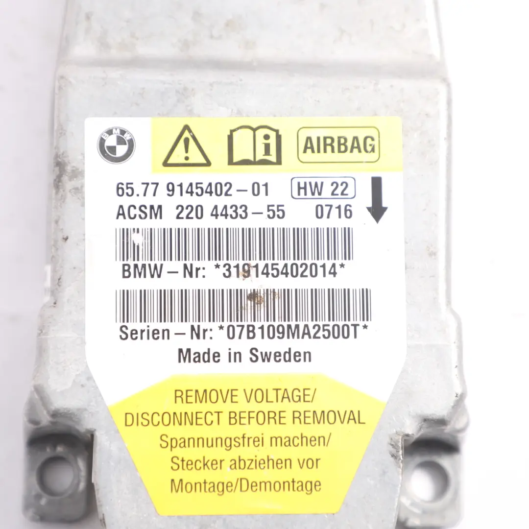 Module ECU Control Unit Centre Vehicle Sensor Controller to BMW E64 Air with Part number 9145402 BMW E64 Air Module ECU Control Unit Centre Vehicle Sensor Controller - SKU 9145402 - Part number 9145402