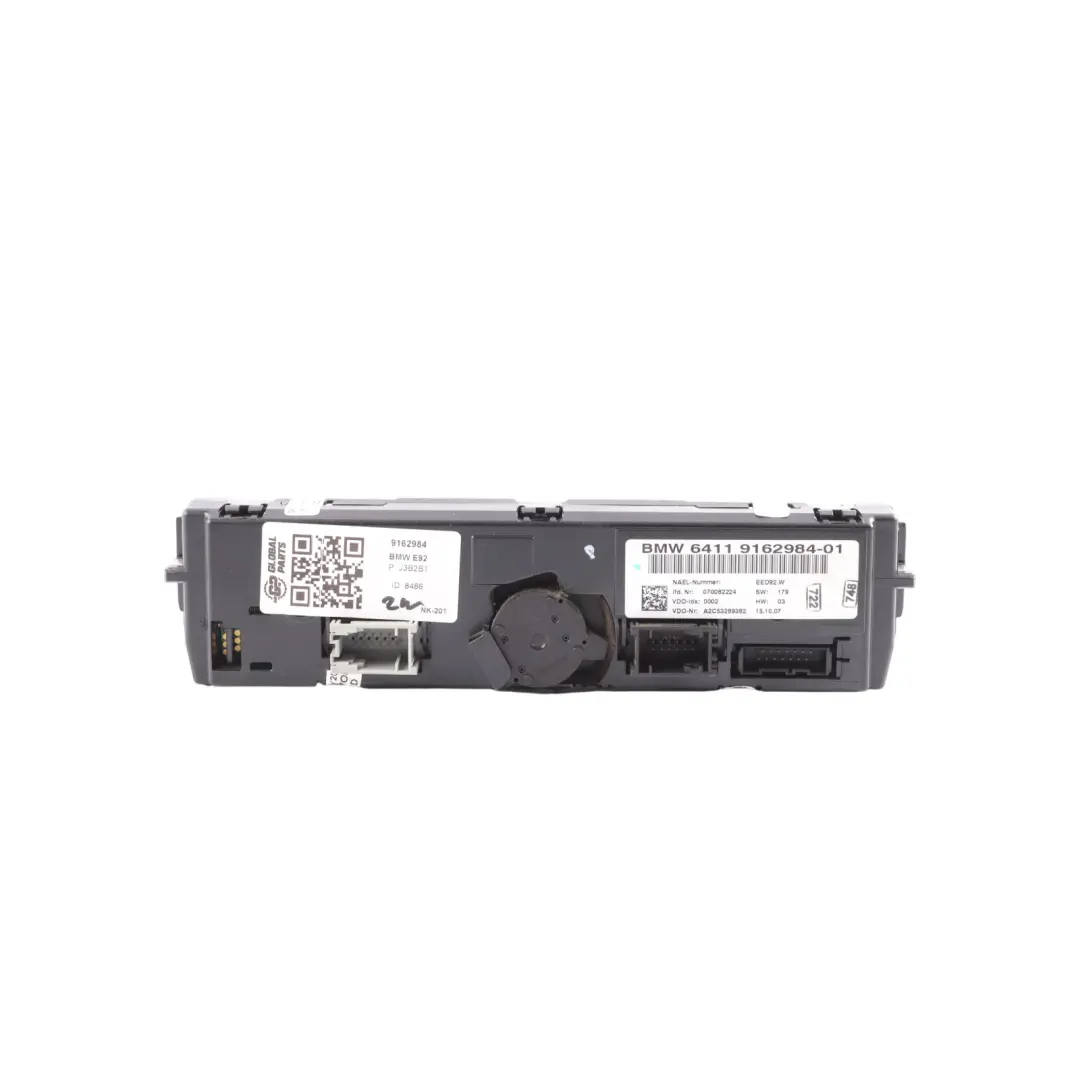 BMW E92 Calefaccion Automatica Aire Acondicionado A/C Panel de Control - SKU 9162984 - Número de pieza 9162984