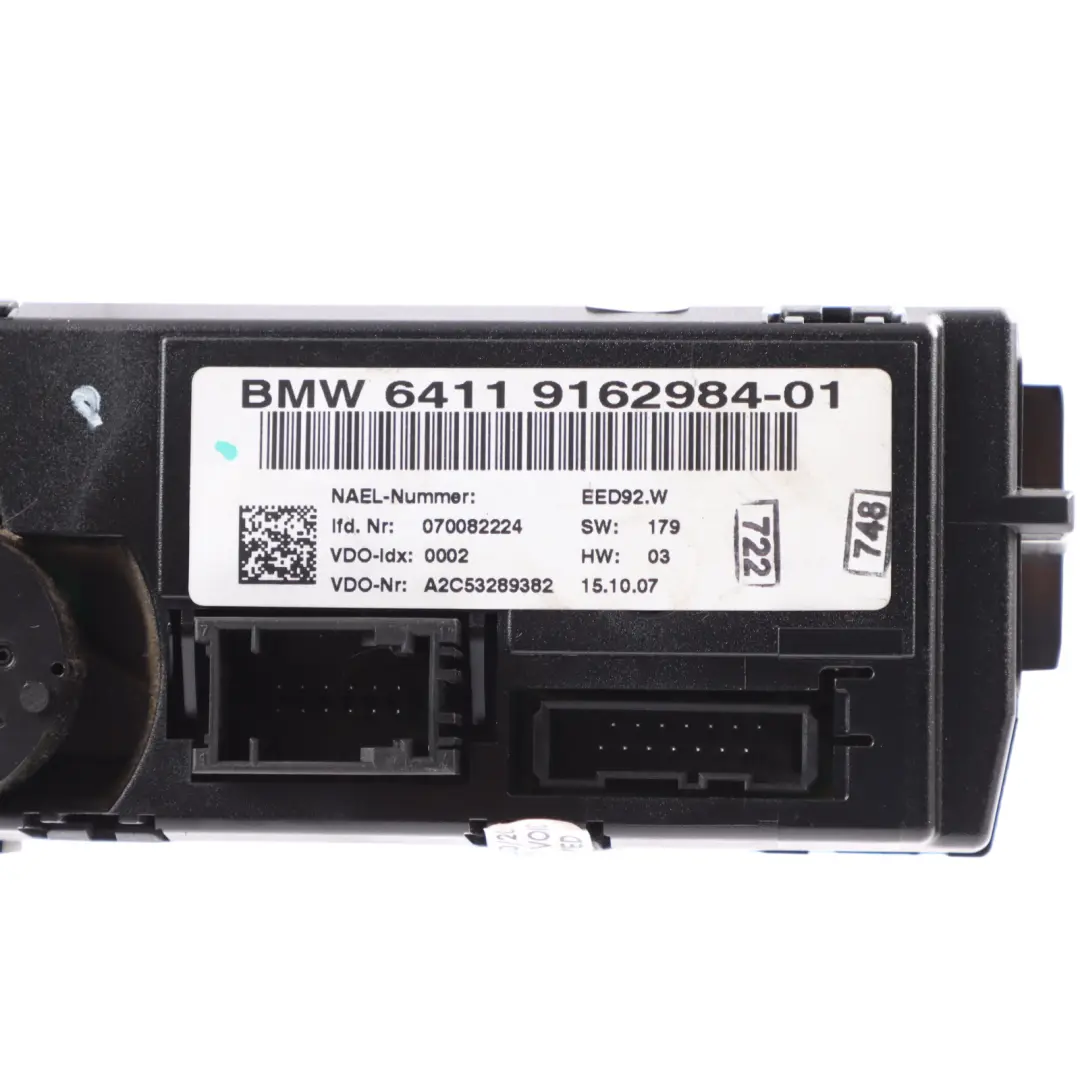 BMW E92 Calefaccion Automatica Aire Acondicionado A/C Panel de Control - SKU 9162984 - Número de pieza 9162984