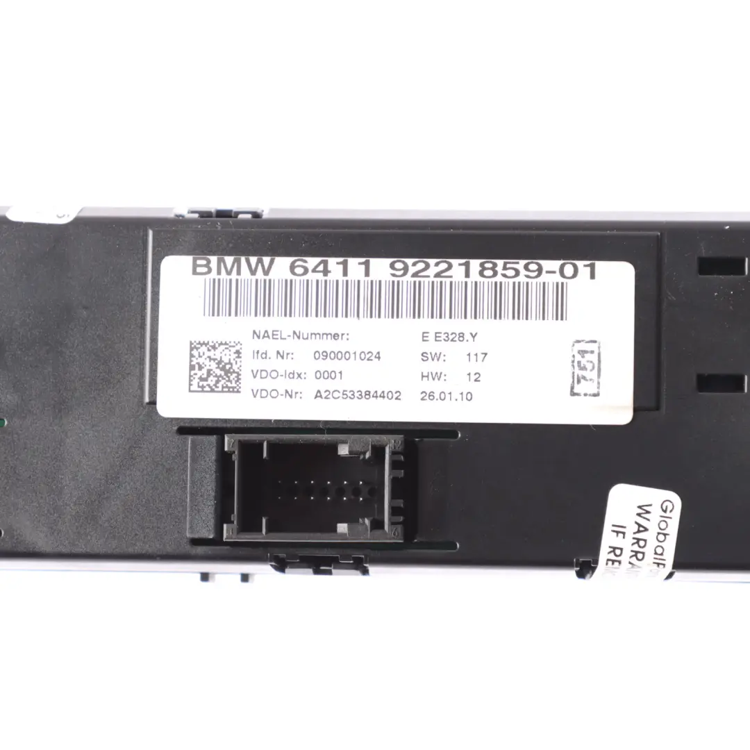 BMW E87 Manual Heater Control Panel Switch Controller Unit Black - SKU 9221859 - Part number 9221859