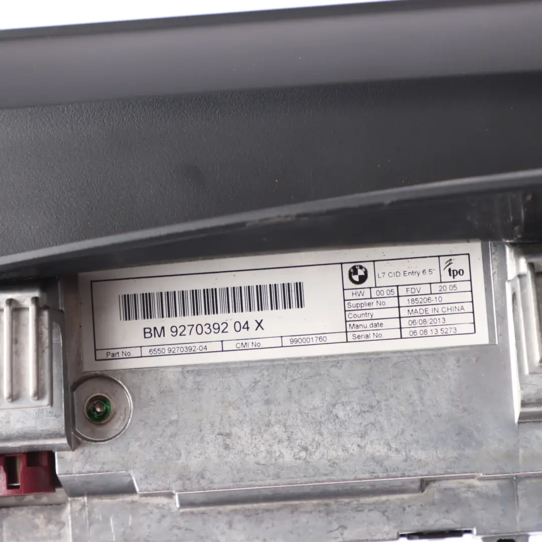 Central Information Display Screen 6,5" Control Unit to BMW F20 F21 F22 with Part number 9237539 BMW F20 F21 F22 Central Information Display Screen 6,5" Control Unit - SKU 9237539-1 - Part number 9237539