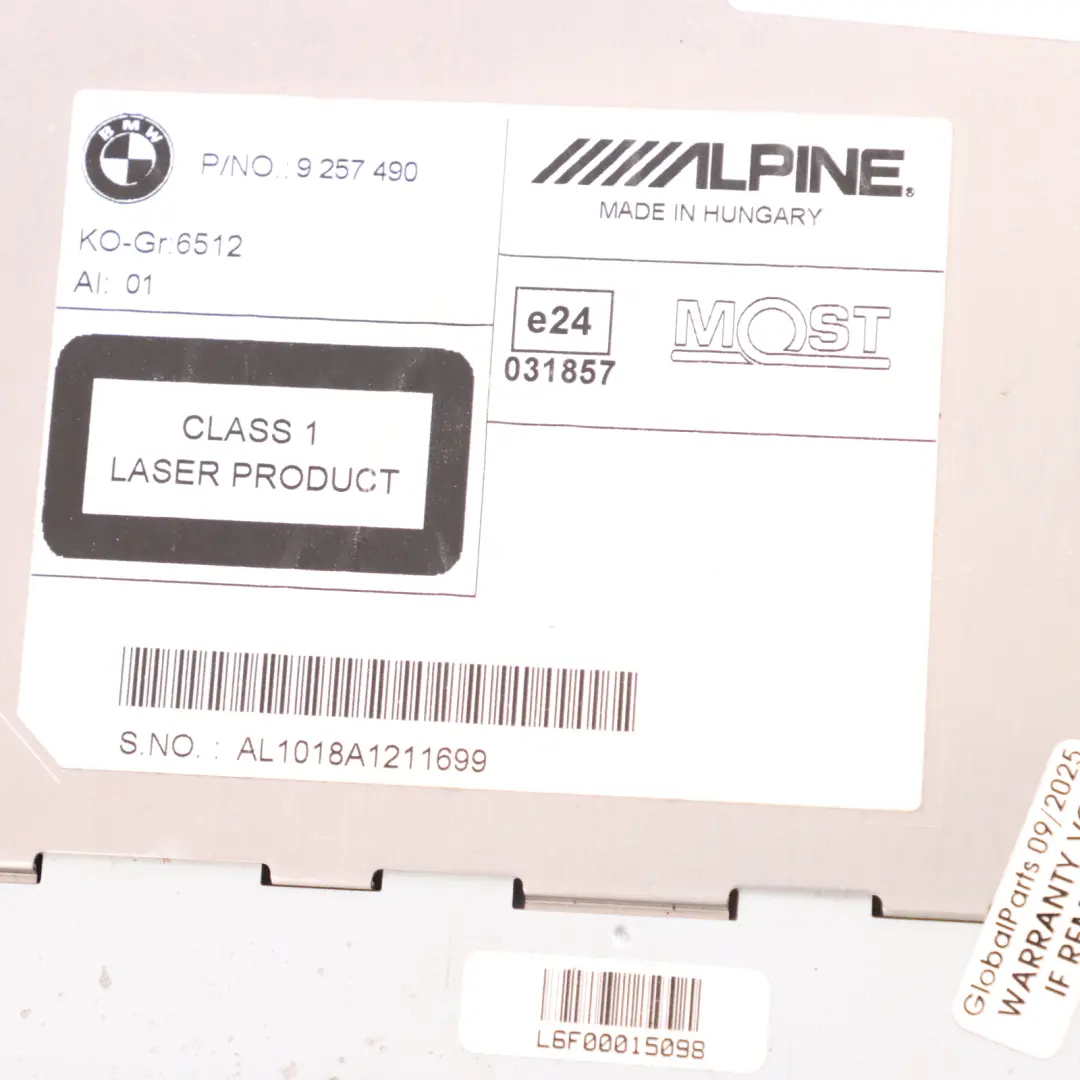 BMW F10 F11 Radio Player Alpine CD Champ 2 Audio Head Unit - SKU 9257490 - Part number 9257490