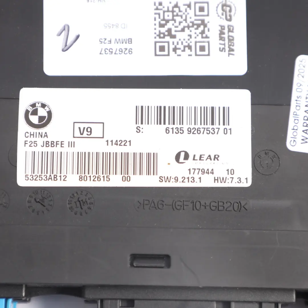Control Module Junction Box Electronics LEAR JBBFE III to BMW X3 F25 with Part number 9267537 BMW X3 F25 Control Module Junction Box Electronics LEAR JBBFE III - SKU 9267537 - Part number 9267537