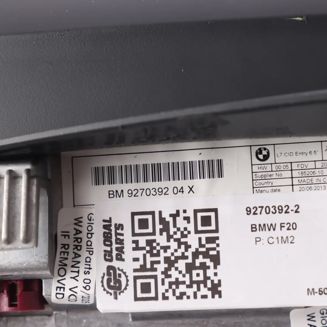 BMW F20 F21 F22 Schermo Informativo Centrale 6,5" - SKU 9270392-2 - Numero di parte 9270392