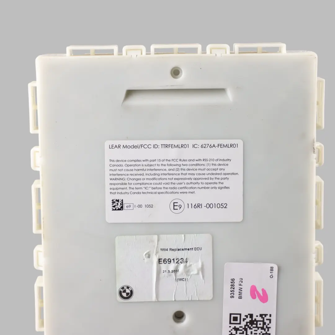 Body Control Module Electronic Unit FEM to BMW F20 F21 F22 F30 F31 F32 F36 with Part number 9352856 BMW F20 F21 F22 F30 F31 F32 F36 Body Control Module Electronic Unit FEM - SKU 9352856 - Part number 9352856