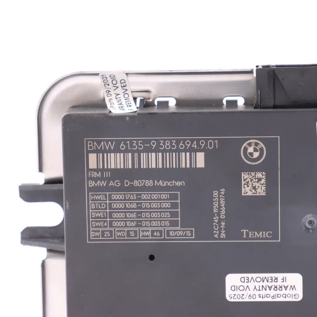 BMW F10 Moduł Sterownik Świateł ECU TEMIC - SKU 9383694 - Numer Części 9383694