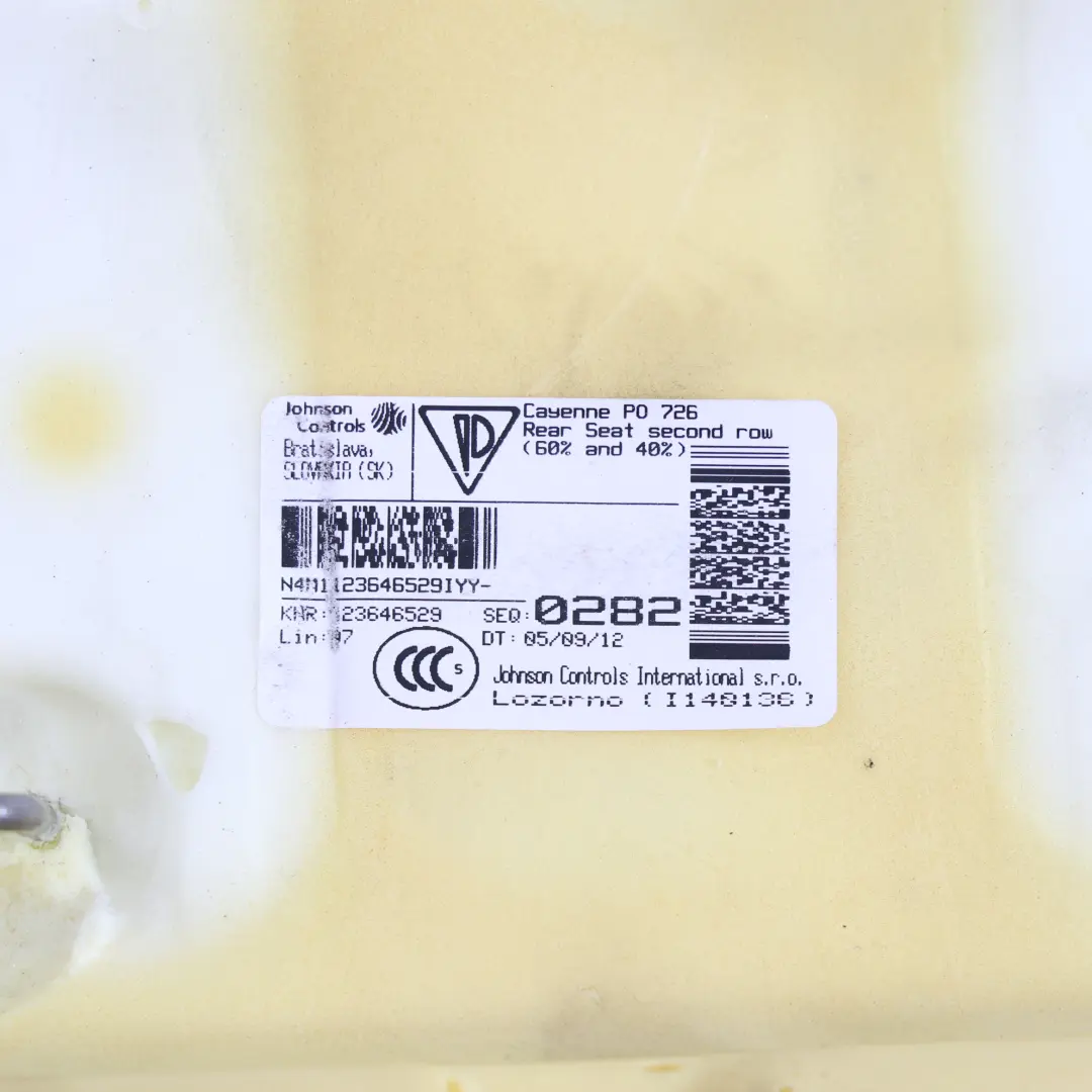 Bench Heated Black Leather Left N/S to Porsche Cayenne 92A Rear Seat with Part number 95852240593 Porsche Cayenne 92A Rear Seat Bench Heated Black Leather Left N/S - SKU 95852240593 - Part number 95852240593