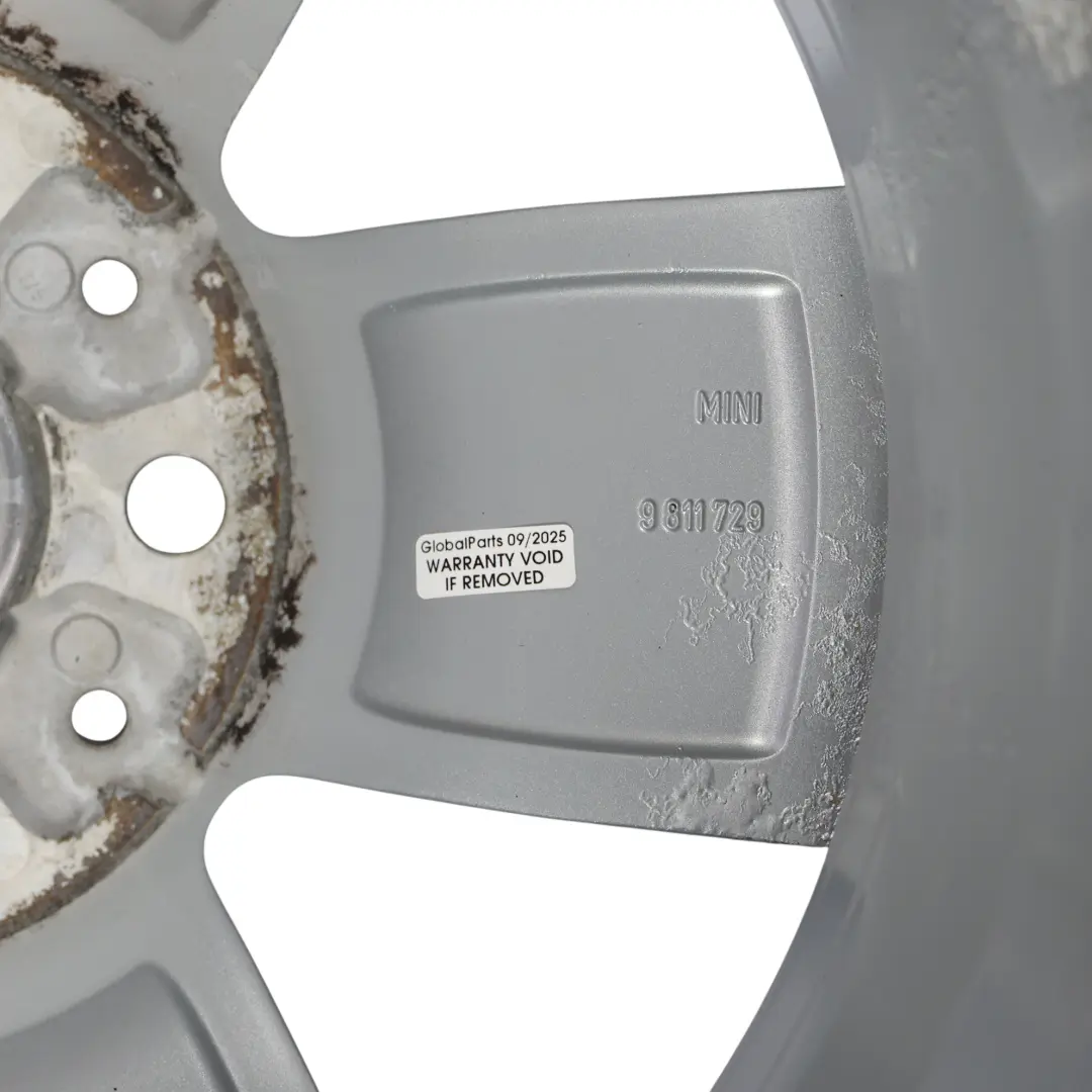 Alloy Rim 16" 6,5J ET:46 5 Star Air Spoke 140 to Mini R60 R61 Silver Wheel with Part number 9811729 Mini R60 R61 Silver Wheel Alloy Rim 16" 6,5J ET:46 5 Star Air Spoke 140 - SKU 9811729-1 - Part number 9811729