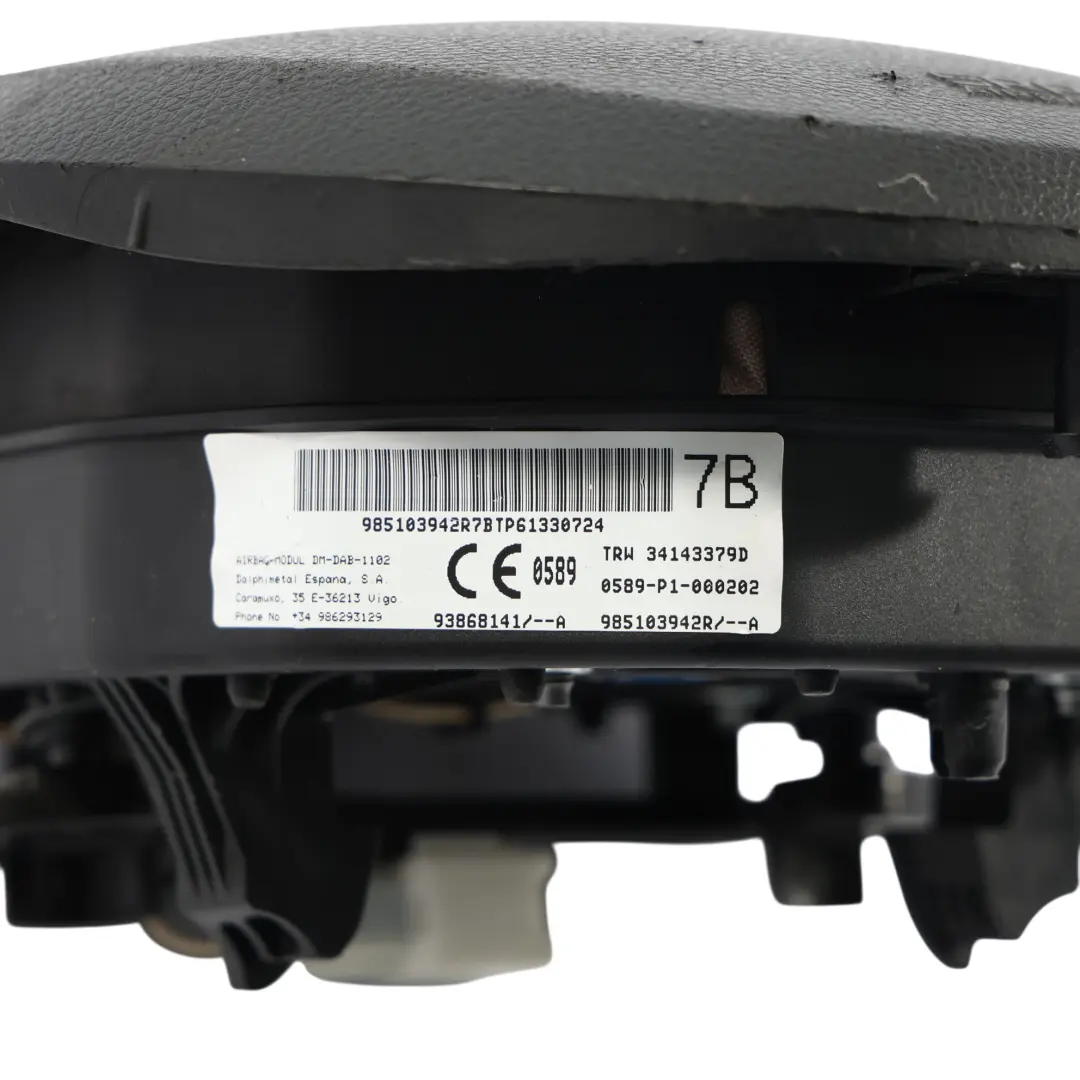 Steering Wheel Air Bag Driver's Side Module Airbag to Renault Trafic III with Part number 985103942R Renault Trafic III Steering Wheel Air Bag Driver's Side Module Airbag - SKU 985103942R - Part number 985103942R