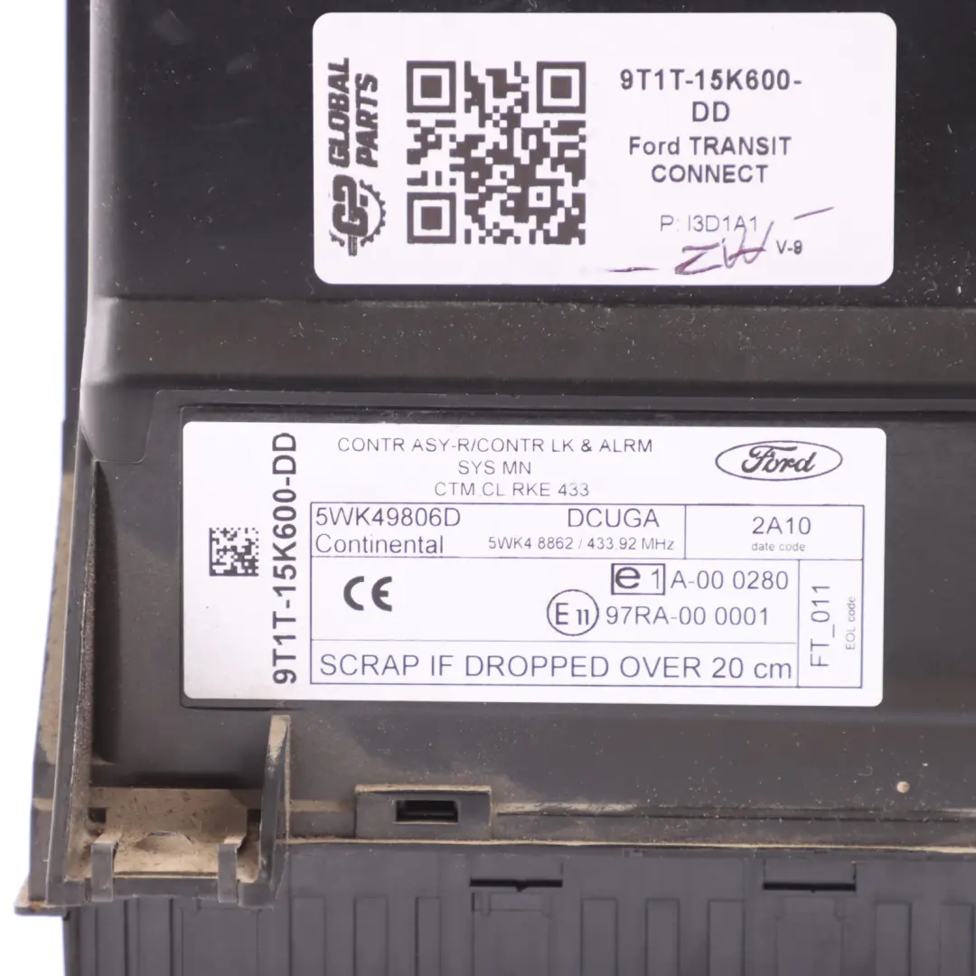 Control Unit Central Door Locking Module ECU to Ford Transit Connect with Part number 9T1T-15K600-DD Ford Transit Connect Control Unit Central Door Locking Module ECU - SKU 9T1T-15K600-DD - Part number 9T1T-15K600-DD