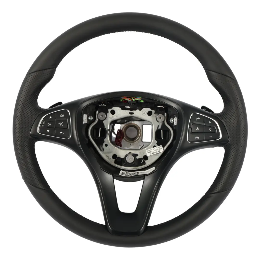 Mercedes W205 Volante NUOVO in Pelle Nera Multifunzione Cambio al Volante - SKU A0004605003-1 - Numero di parte A0004605003