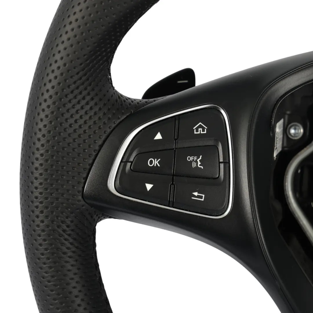 Mercedes W205 Volante NUOVO in Pelle Nera Multifunzione Cambio al Volante - SKU A0004605003-1 - Numero di parte A0004605003