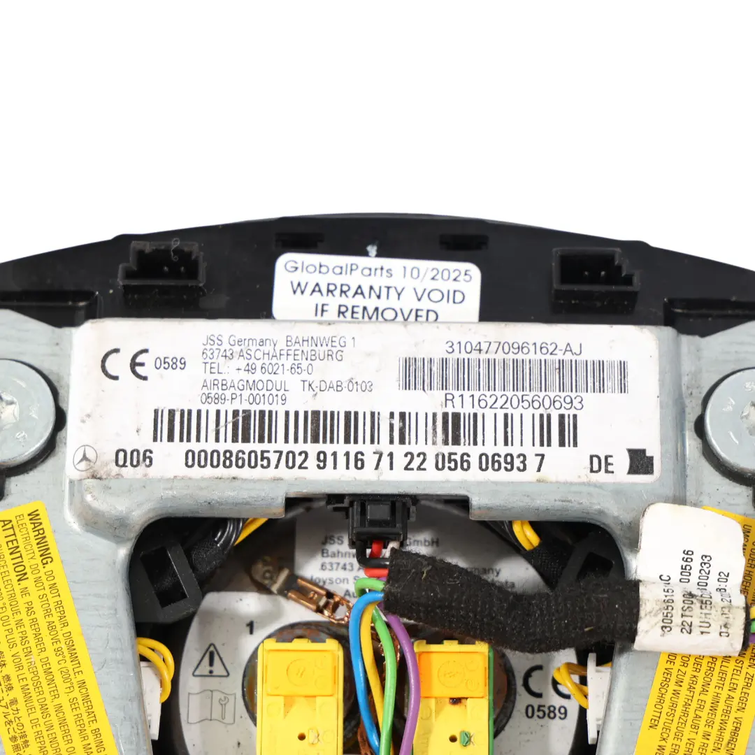 Mercedes W204 Steering Wheel Driver's Side Air Module Unit A2048604302 - SKU A0008605702-2 - Part number A0008605702