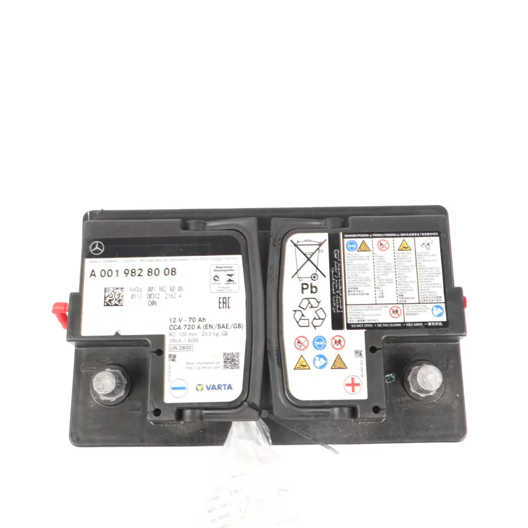 AGM Accumulator Battery 70Ah 720A 12V Varta to Mercedes with Part number A0019828008 Mercedes AGM Accumulator Battery 70Ah 720A 12V Varta - SKU A0019828008 - Part number A0019828008