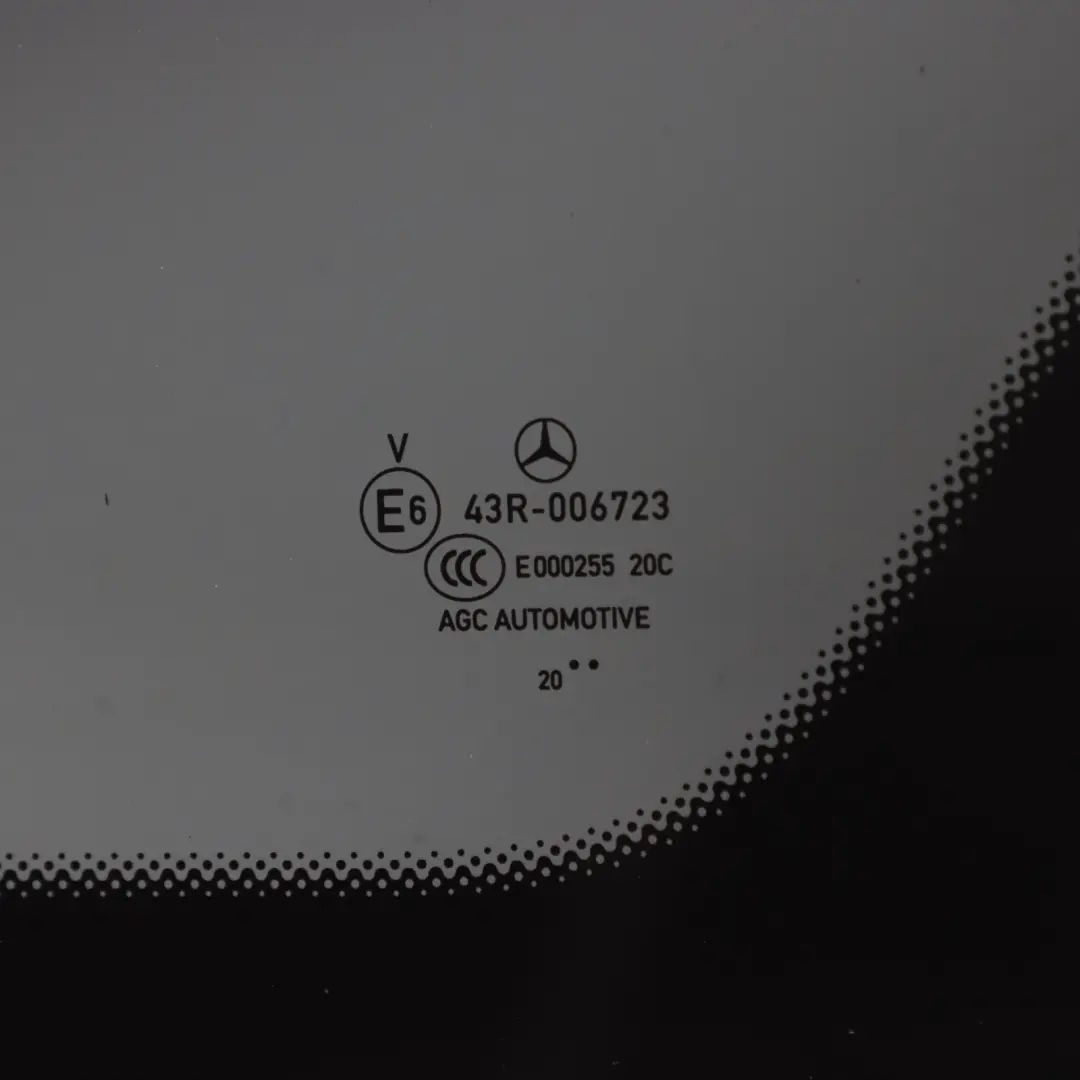 Quarter Side Window Fixed Glass Tinted Right O/S to Mercedes X118 Rear with Part number A1186700800 Mercedes X118 Rear Quarter Side Window Fixed Glass Tinted Right O/S - SKU A1186700800 - Part number A1186700800