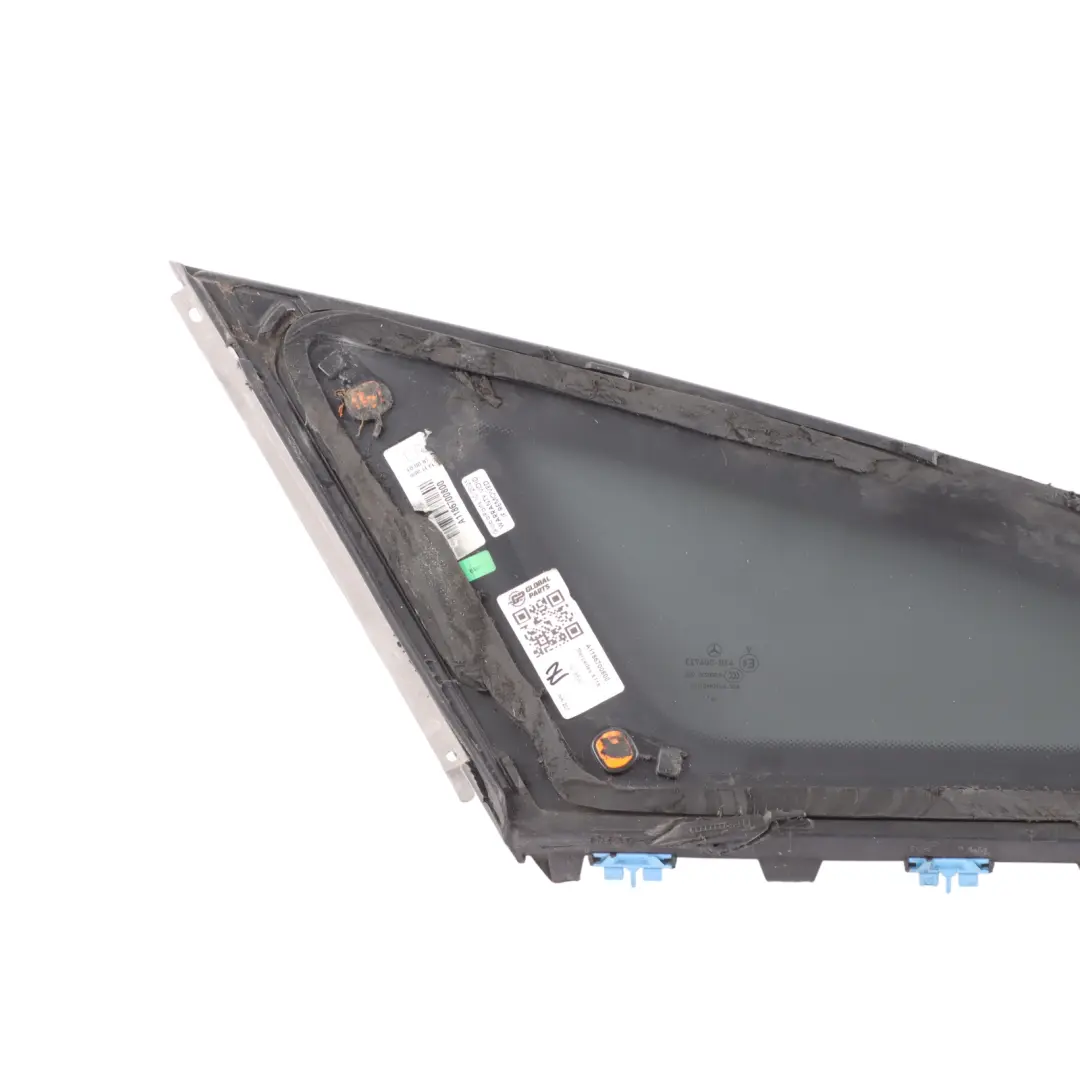 Quarter Side Window Fixed Glass Tinted Right O/S to Mercedes X118 Rear with Part number A1186700800 Mercedes X118 Rear Quarter Side Window Fixed Glass Tinted Right O/S - SKU A1186700800 - Part number A1186700800