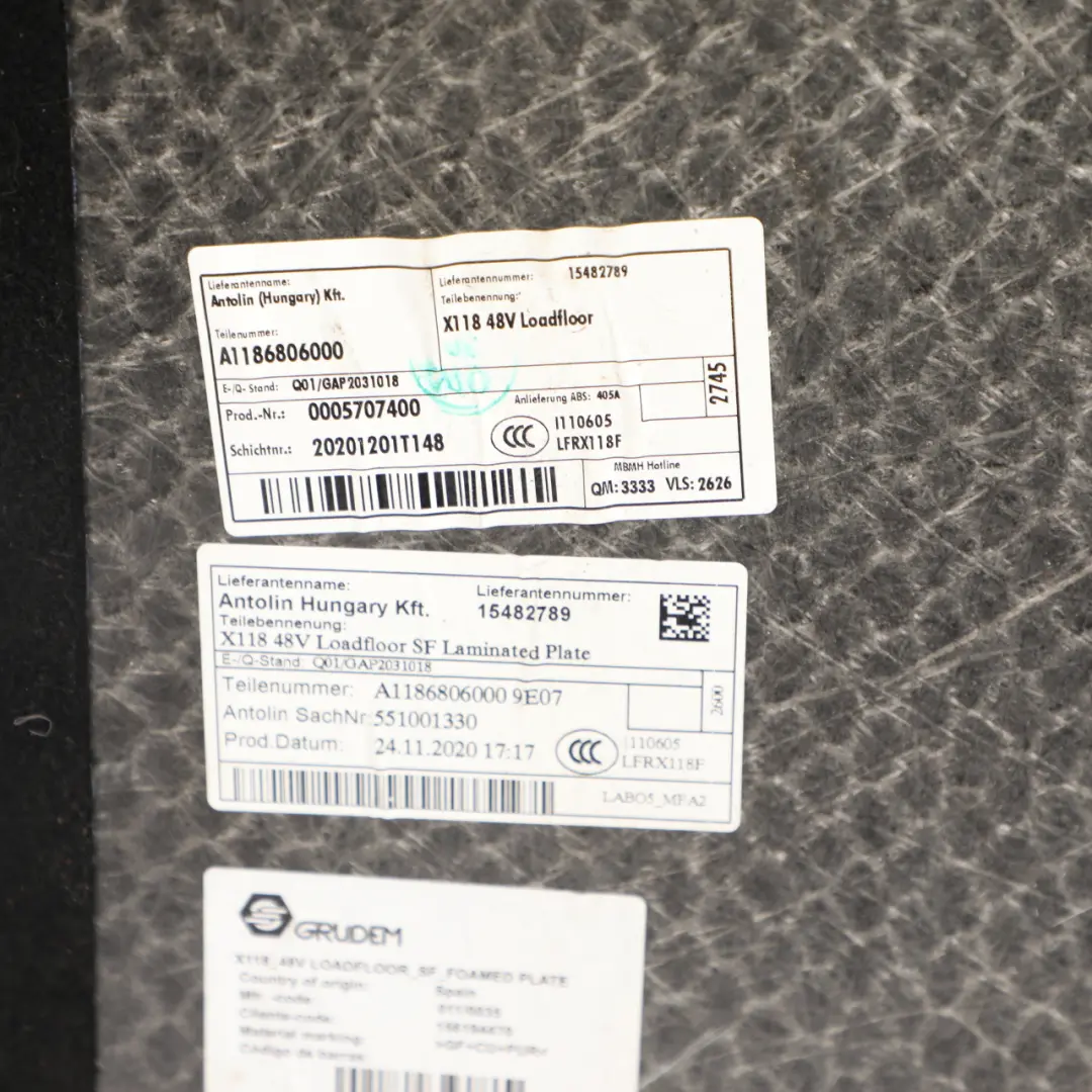 Shooting Brake Rear Mat Boot Trunk Floor Cover Liner to Mercedes X118 with Part number A1186806000 Mercedes X118 Shooting Brake Rear Mat Boot Trunk Floor Cover Liner - SKU A1186806000 - Part number A1186806000