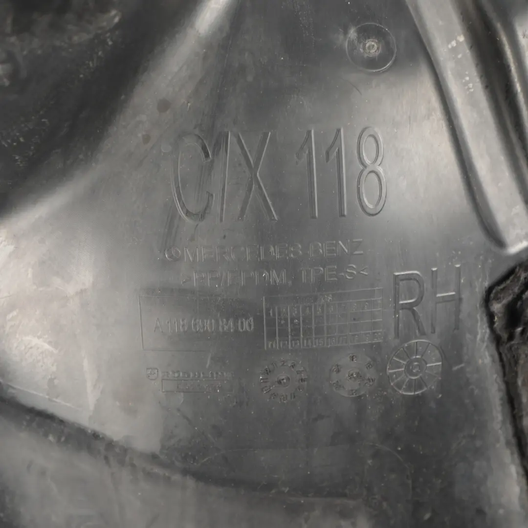 Arch Cover Front Right O/S Rear Part to Mercedes C118 X118 Wheel with Part number A1186908400 Mercedes C118 X118 Wheel Arch Cover Front Right O/S Rear Part - SKU A1186908400 - Part number A1186908400