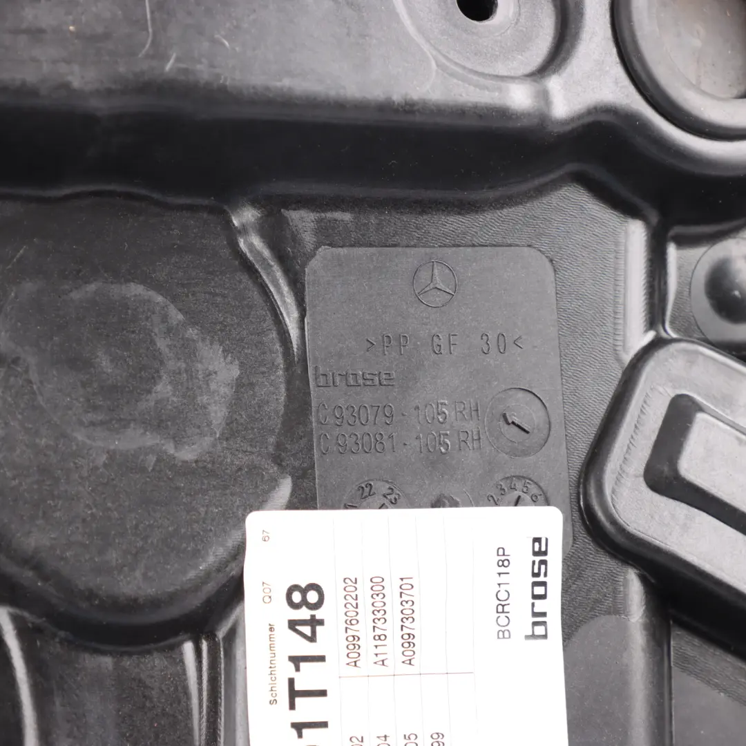 Window Regulator Lifter Panel Rear Right O/S to Mercedes CLA X118 with Part number A1187300601 Mercedes CLA X118 Window Regulator Lifter Panel Rear Right O/S - SKU A1187300601 - Part number A1187300601