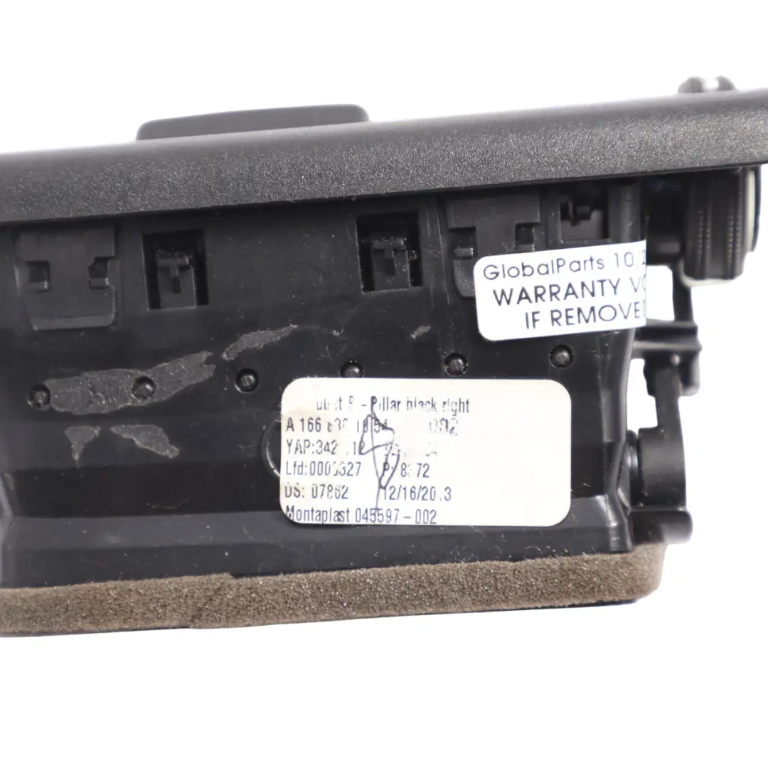 B-Pillar Air Vent Grille Upper Right O/S to Mercedes ML W166 C292 with Part number A1668301054 Mercedes ML W166 C292 B-Pillar Air Vent Grille Upper Right O/S - SKU A1668301054 - Part number A1668301054