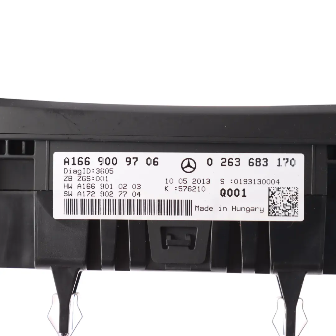 Instrument Cluster Speedometer Petrol Automatic to Mercedes ML W166 with Part number A1669009706 Mercedes ML W166 Instrument Cluster Speedometer Petrol Automatic - SKU RHD-A1669009706 - Part number A1669009706