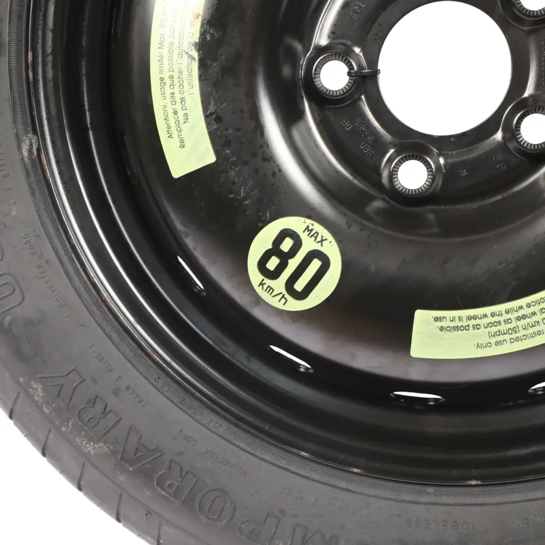 Roue de secours Mercedes W169 W245 Pneu compact en acier R16 125/90 pour à propos du numéro de pièce A1694000802 Roue de secours Mercedes W169 W245 Pneu compact en acier R16 125/90 - SKU A1694000802-2 - Numéro de pièce A1694000802