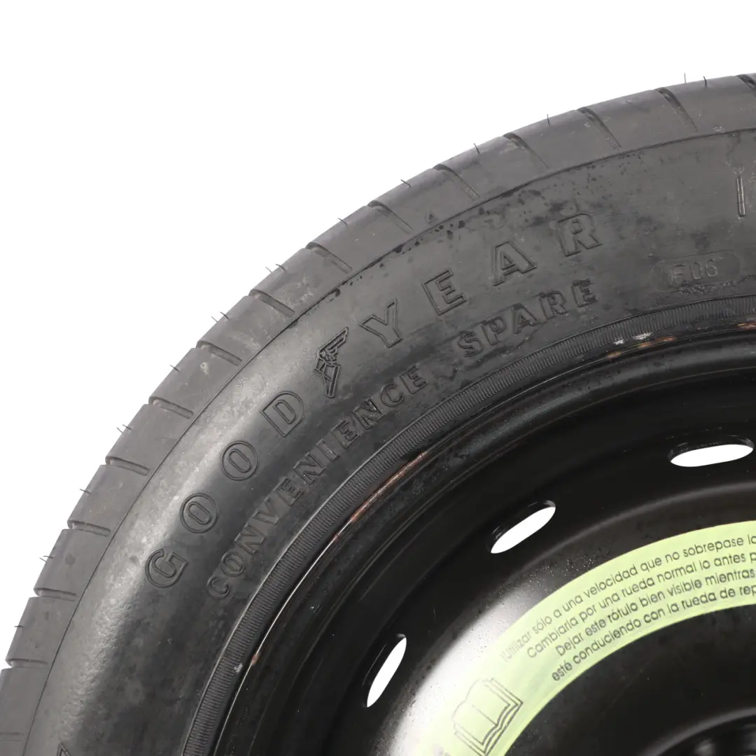 Spare Wheel Compact Steel R16 Tyre 125/90 to Mercedes W169 W245 with Part number A1694000802 Mercedes W169 W245 Spare Wheel Compact Steel R16 Tyre 125/90 - SKU A1694000802-2 - Part number A1694000802