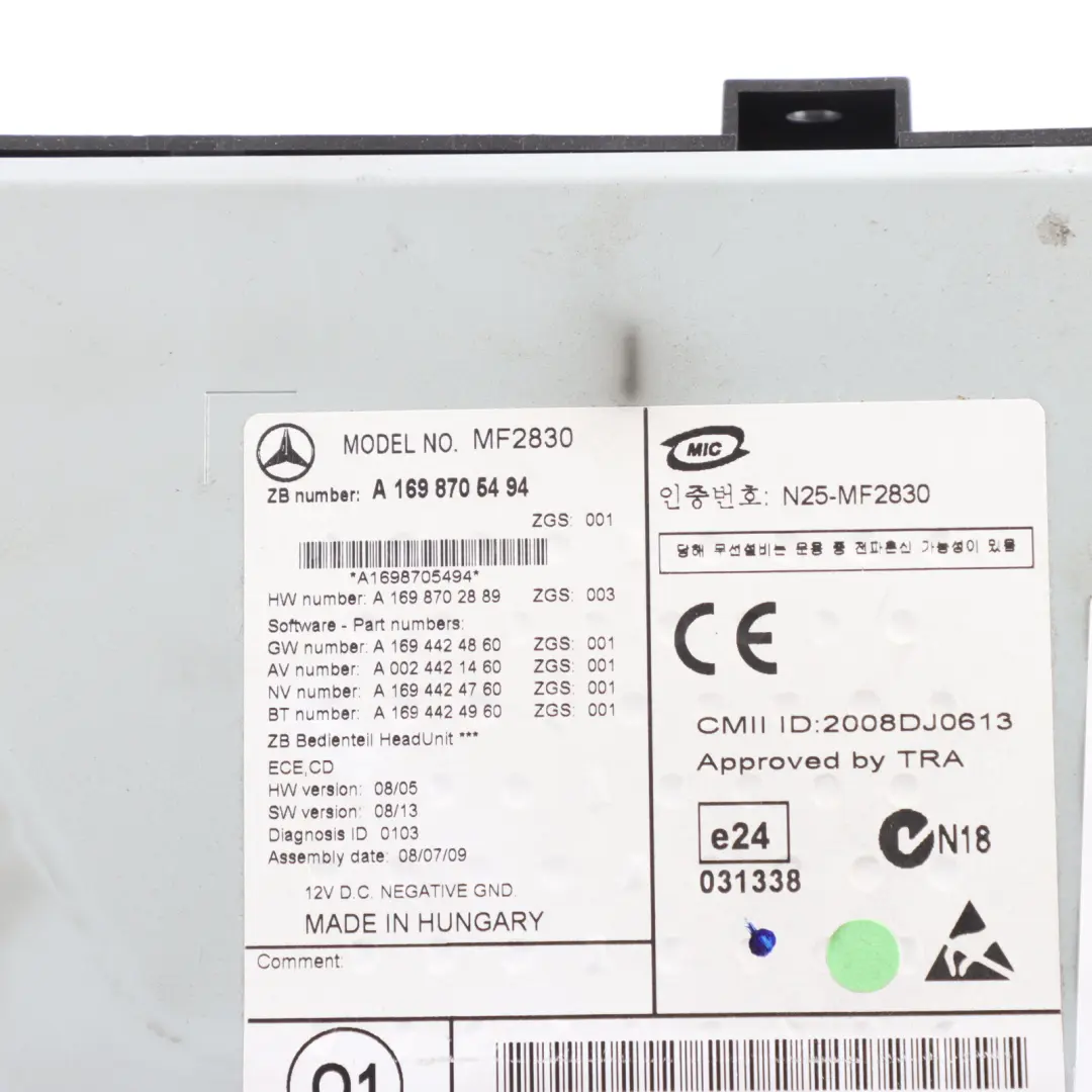 Mercedes W169 W245 CD Player Radio Stereo Head Unit - SKU A1698705494 - Part number A1698705494