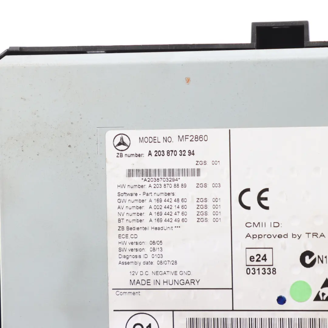 C203 Radio Head Unit CD Player Control Panel Switch to Mercedes with Part number A2038703294 Mercedes C203 Radio Head Unit CD Player Control Panel Switch - SKU A2038703294 - Part number A2038703294