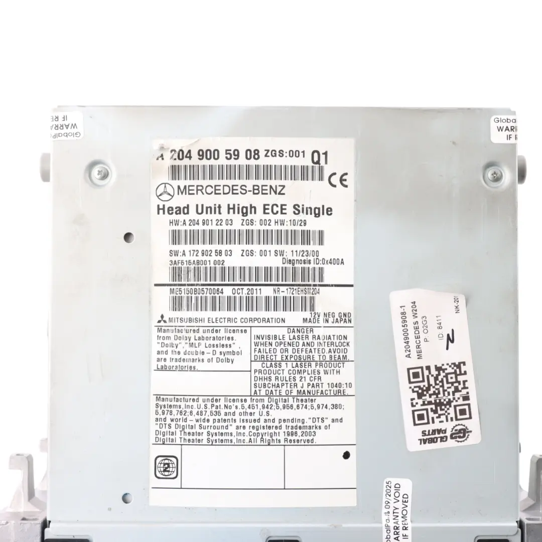 Mercedes W204 Navigation CD Player COMAND Radio Sat Nav Head Unit - SKU A2049005908-1 - Part number A2049005908