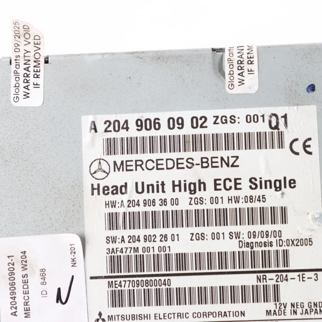 COMAND Head Unit Navigation CD Player Radio Unit to Mercedes W204 with Part number A2049060902 Mercedes W204 COMAND Head Unit Navigation CD Player Radio Unit - SKU A2049060902-1 - Part number A2049060902