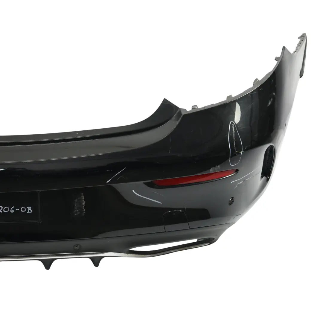 Bumper Rear Trim Panel Covering AMG Obsidian Black Metallic - 197 to Mercedes C205 with Part number A2058802206 Mercedes C205 Bumper Rear Trim Panel Covering AMG Obsidian Black Metallic - 197 - SKU A2058802206-OB - Part number A2058802206