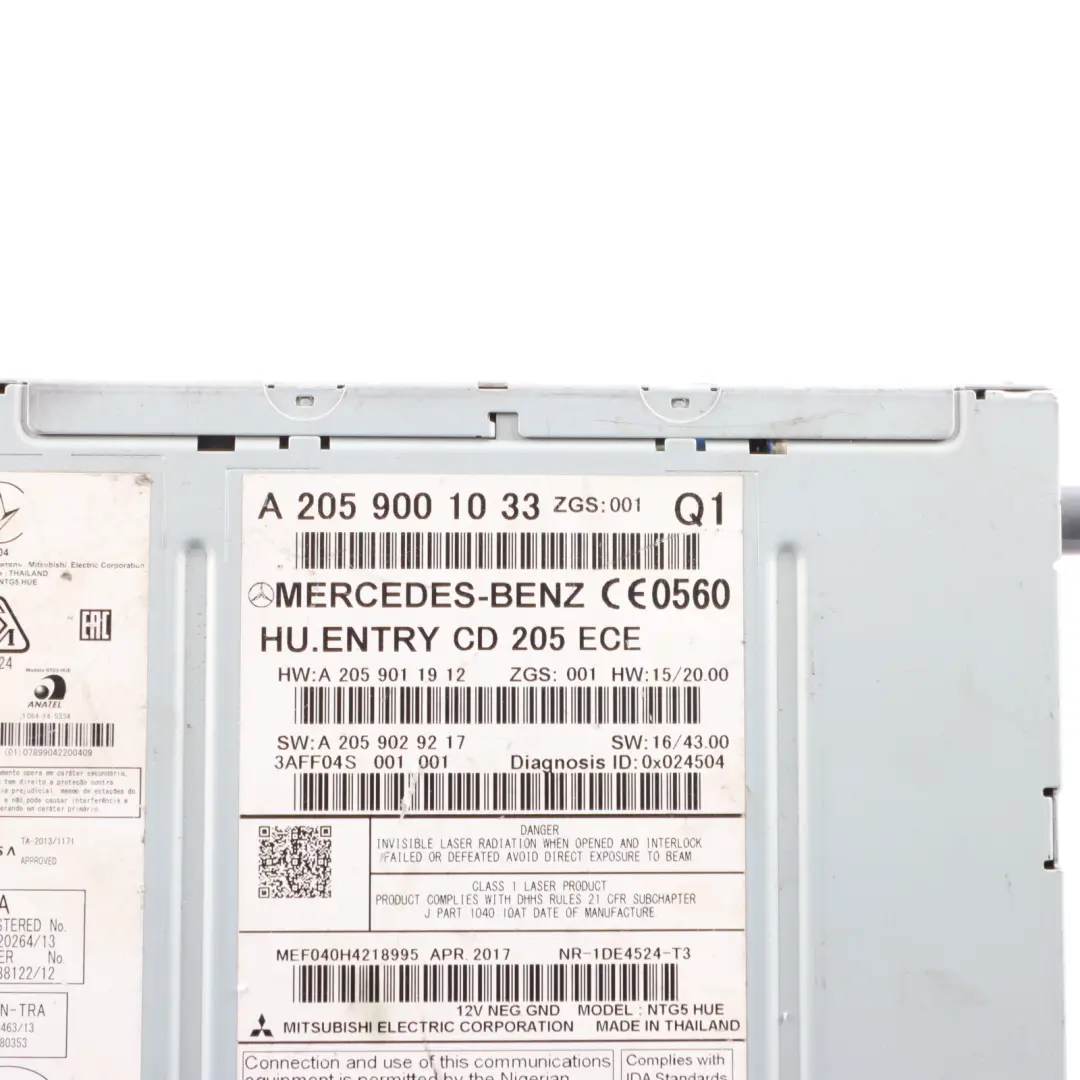  Head Unit Mercedes W205 GLC X253 COMAND Multimedia Stereo Unit - SKU A2059001033 - Part number A2059001033