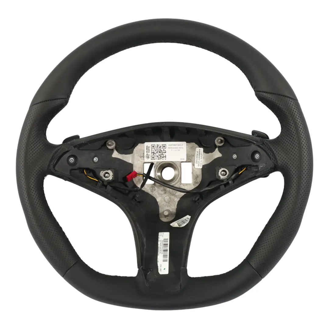 Mercedes W212 NEU Leder Schwarz Lenkrad Lederlenkrad Schaltwippen Schwarz Fäden - SKU A2074601203-2 - Teilenummer A2074601203