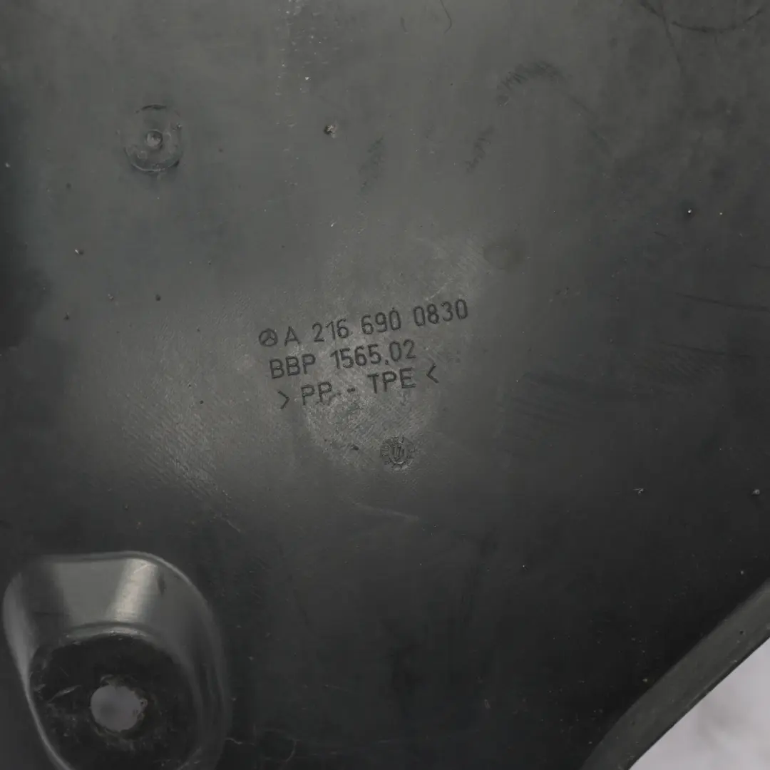 Front Right O/S Wheel Arch Splash Liner Rear Part to Mercedes C216 with Part number A2166900830 Mercedes C216 Front Right O/S Wheel Arch Splash Liner Rear Part - SKU A2166900830 - Part number A2166900830