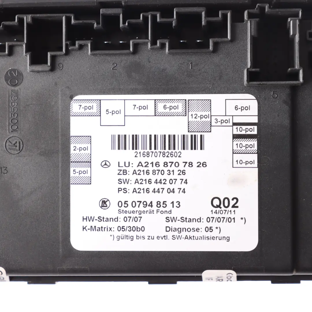 Side Window Regulator Module Control Unit to Mercedes CL C216 Rear with Part number A2168707826 Mercedes CL C216 Rear Side Window Regulator Module Control Unit - SKU A2168707826 - Part number A2168707826